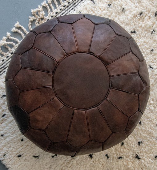 Læder Pouffe - Chocolate Brown (XL)