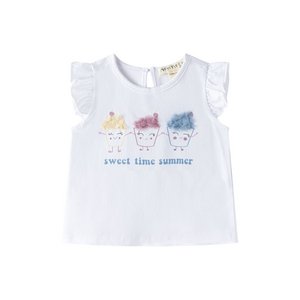 Baby T-shirt with ruffle sleeves and ice cream BGV66553