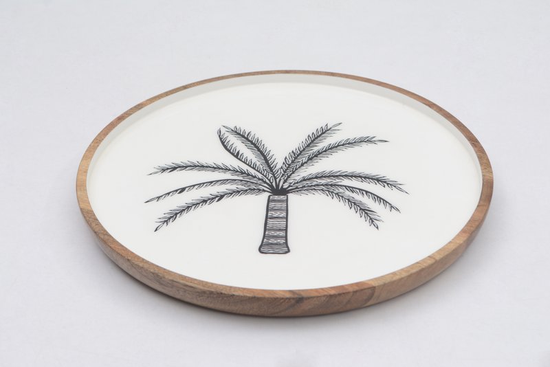 Tree Enamelled round tray