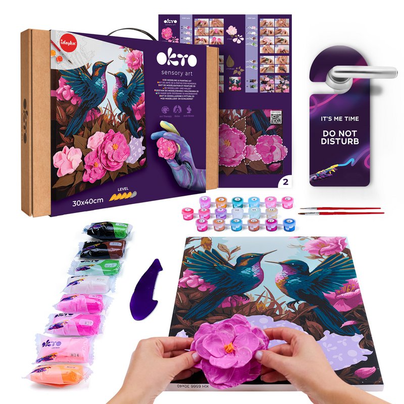 Okto Sensory 3D Air Clay En Kleuren Op Nummers - Kolibries In Love