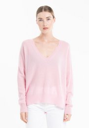 NAMI 23 V-hals kashmirtrøje med pink stribe