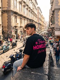 T-Shirt Nera 100% Cotone - Homeless - Made in Italy