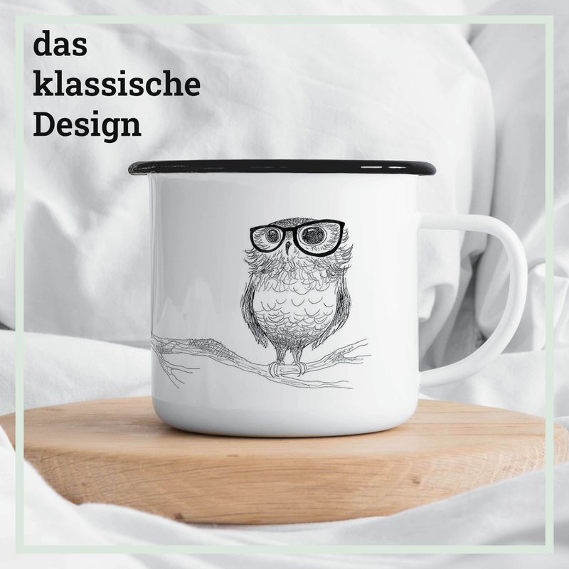 Emailletasse – Brilleneule