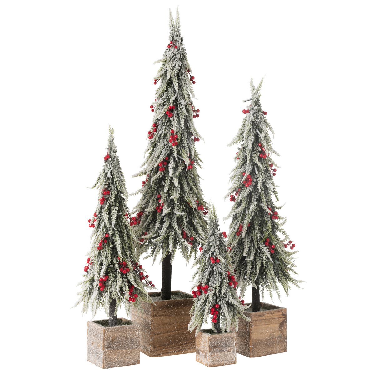 J-Line decoratie kerstboom Sneeuw - kunststof - groen/rood - XL - LED