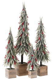 Decorazione albero di Natale J-Line Neve - plastica - verde/rosso - XL - LED