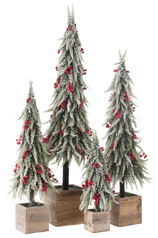 Decorazione albero di Natale J-Line Neve - plastica - verde/rosso - XL - LED