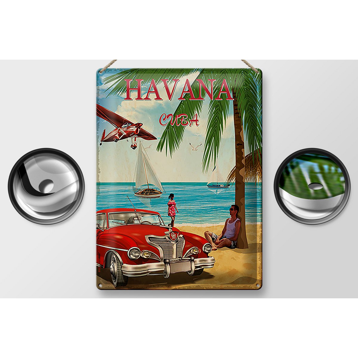 Tin Sign Havana 30x40cm Cuba Retro Holiday Palm Trees
