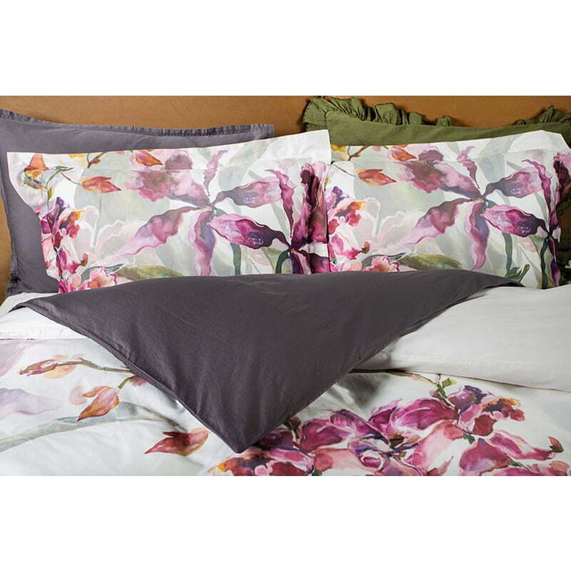 Satijnen beddengoedset Orchids Modern