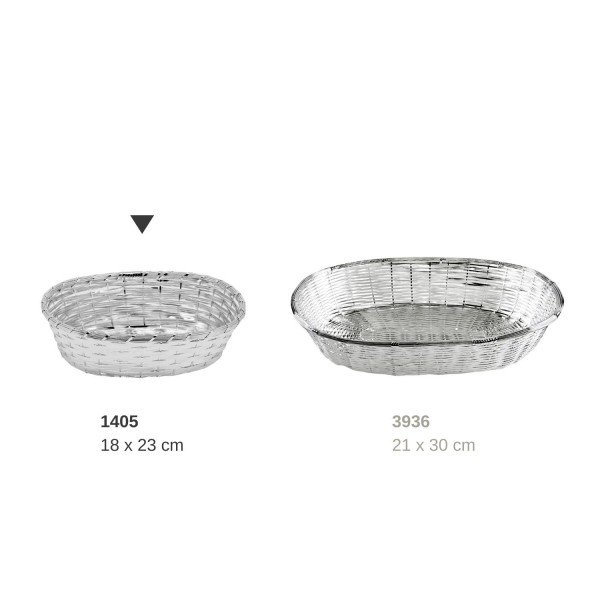 EDZARD brødkurv serveringskurv, oval, flettet, forsølvet, anløbssikker, 18 x 23 cm
