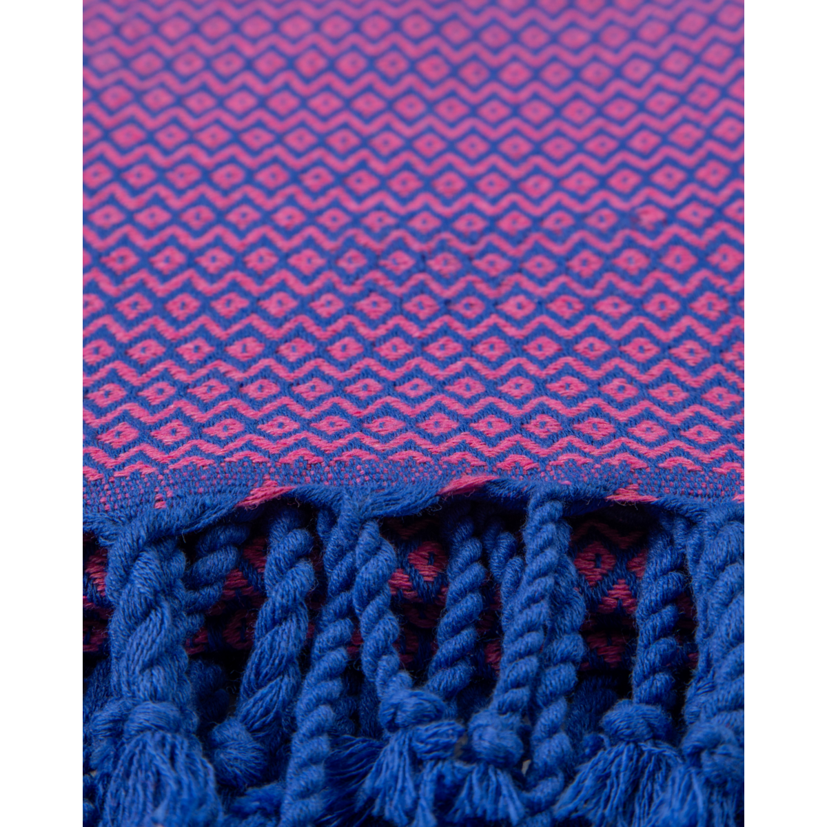 Toalla de playa SAMOS Hammam de algodón – Secado rápido – Azul / Fucsia - 180x100 cm