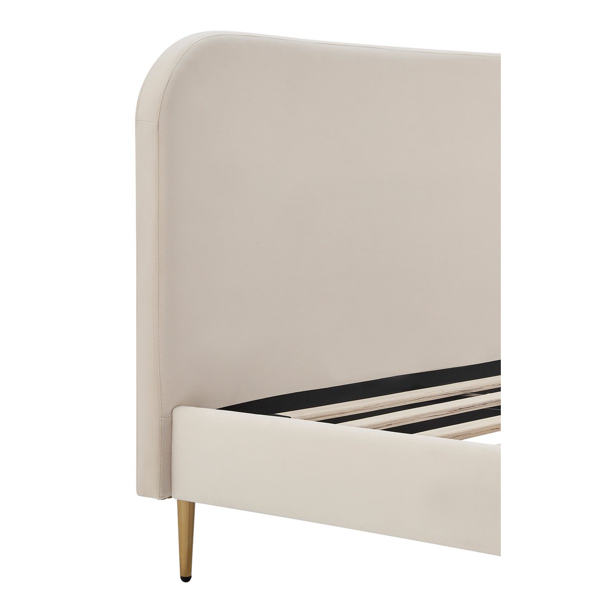 Upholstered bed with beige velvet cover 180x200 cm