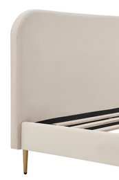 Upholstered bed with beige velvet cover 180x200 cm