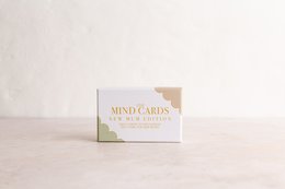 A set of mind cards for new mothers, featuring inspirational messages and affirmations on white cards with a simple, minimalist design.