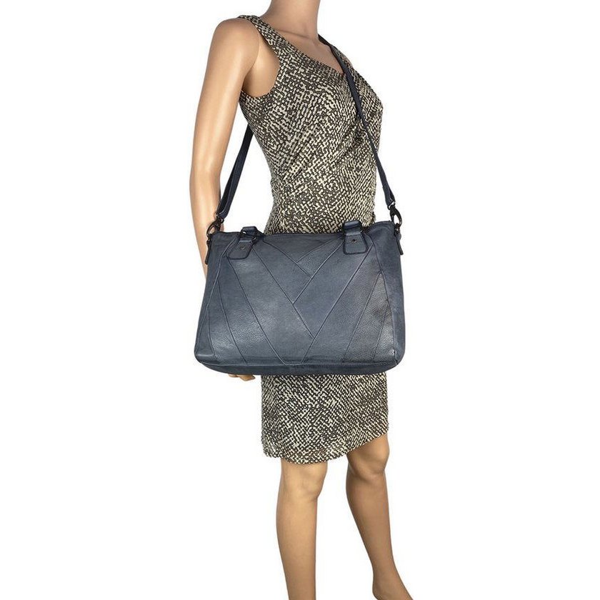 Sacs de dames Arrigo - Sac à bandoulière et sac à main en cuir lavé en bleu