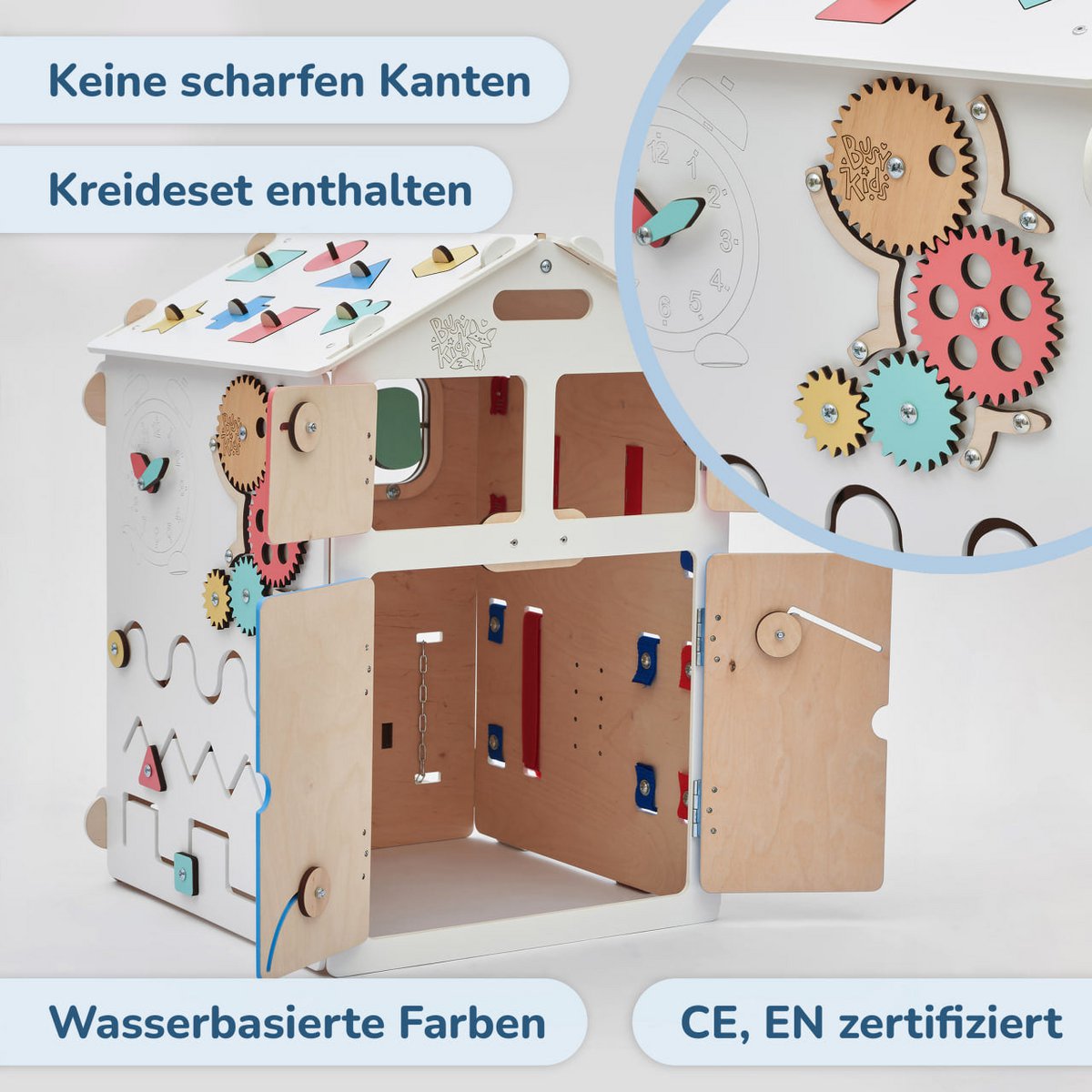 Set - BusyBoard huisje wit en creatieve kubus