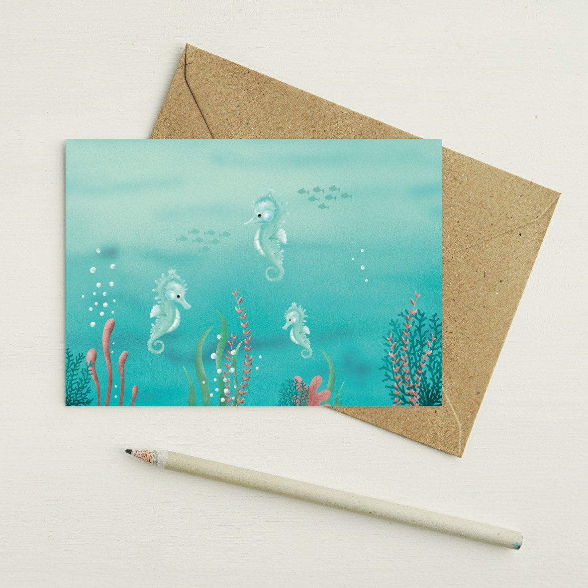 Carte de Voeux Hippocampes A6