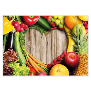 Artipics Tischsets Veggie Heart Platzsets Abwaschbar Aus Kunststoff 4 Stück je 42 x 30 cm Platzdeckchen Frische Tischdeko Für Küche/Essbereich/Gäste/Drinnen/Draußen