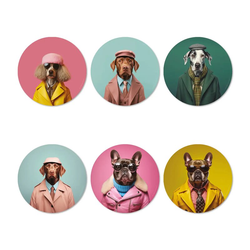 Funny Dog Coasters Set