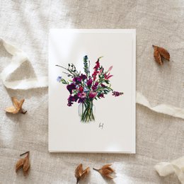 Lykønskningskort Violet blomster