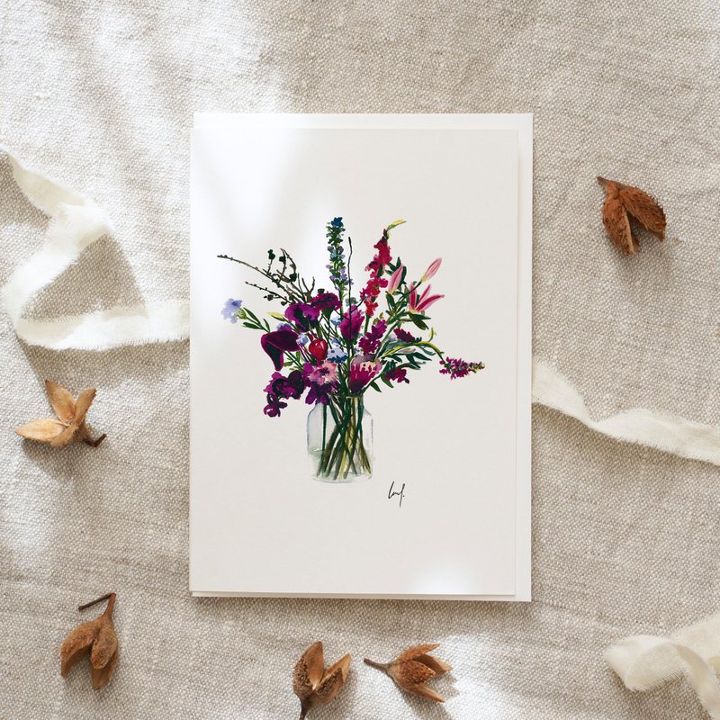 Lykønskningskort Violet blomster