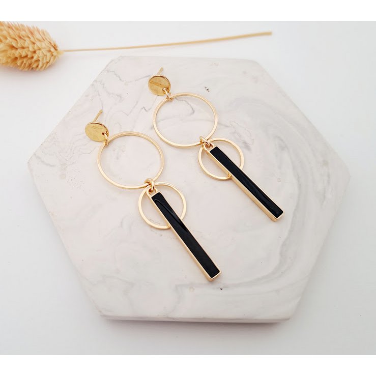Orecchini - Merry - cerchi - oro/nero