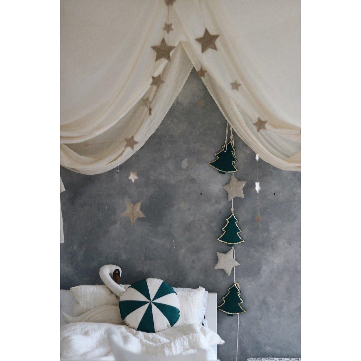 Guirlande en coton et lin « Sapin de Noël vert »