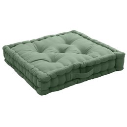 Square floor cushion with handle, quilted design, soft fabric, multiple colors available, 50x50 cm ottoman seating.