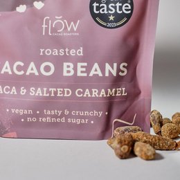 Ristede kakaobønner med maca og saltet karamel