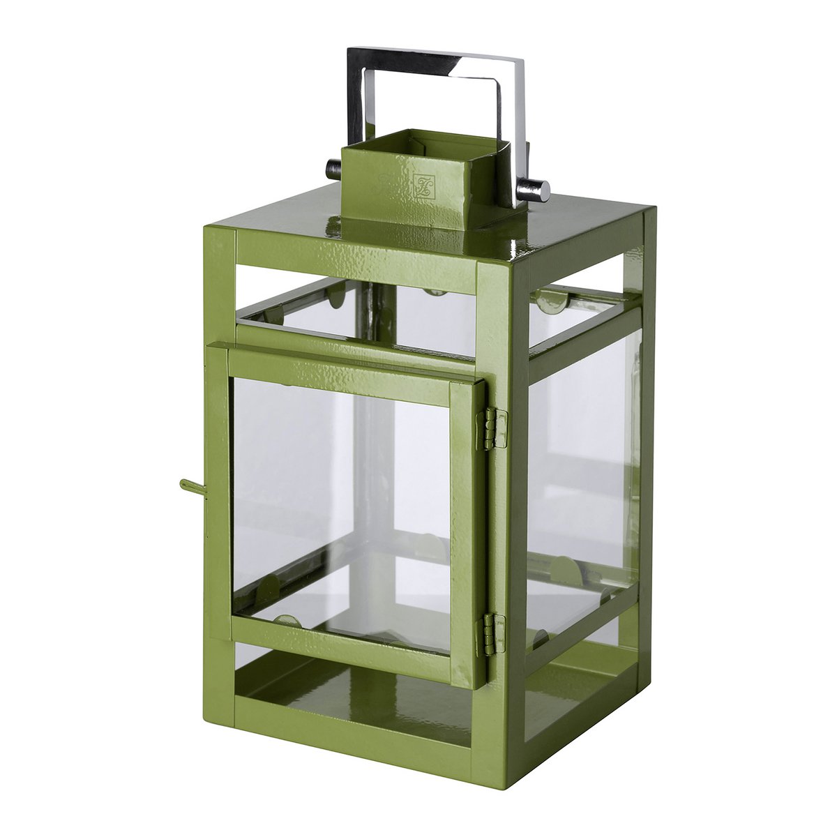 Lantern KENIA glass iron powder-coated smooth green 11.5 cm (Ø 12 cm) 20 cm