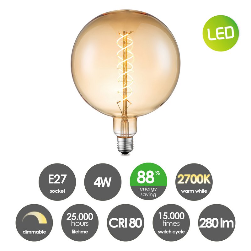 Home Sweet Home lampa wisząca brązowa Saga - - ściemnialna E27 bursztynowa
