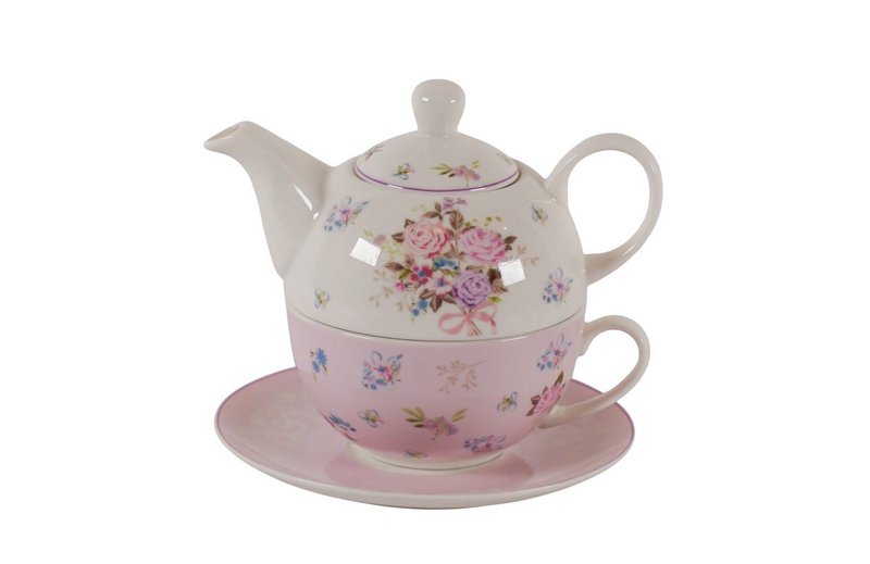 Set di tè in porcellana per una flora da 400 ml di rosa Isabelle