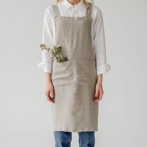 Natuurlijke linnen Japanse Crossback schort