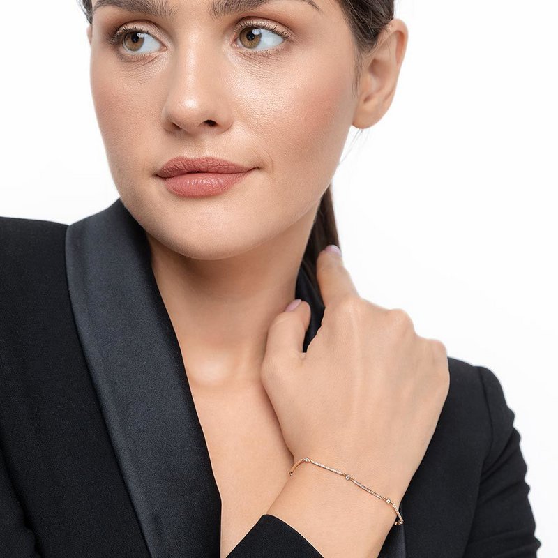 Armbåndsstang, 18K hvidguld, diamanter