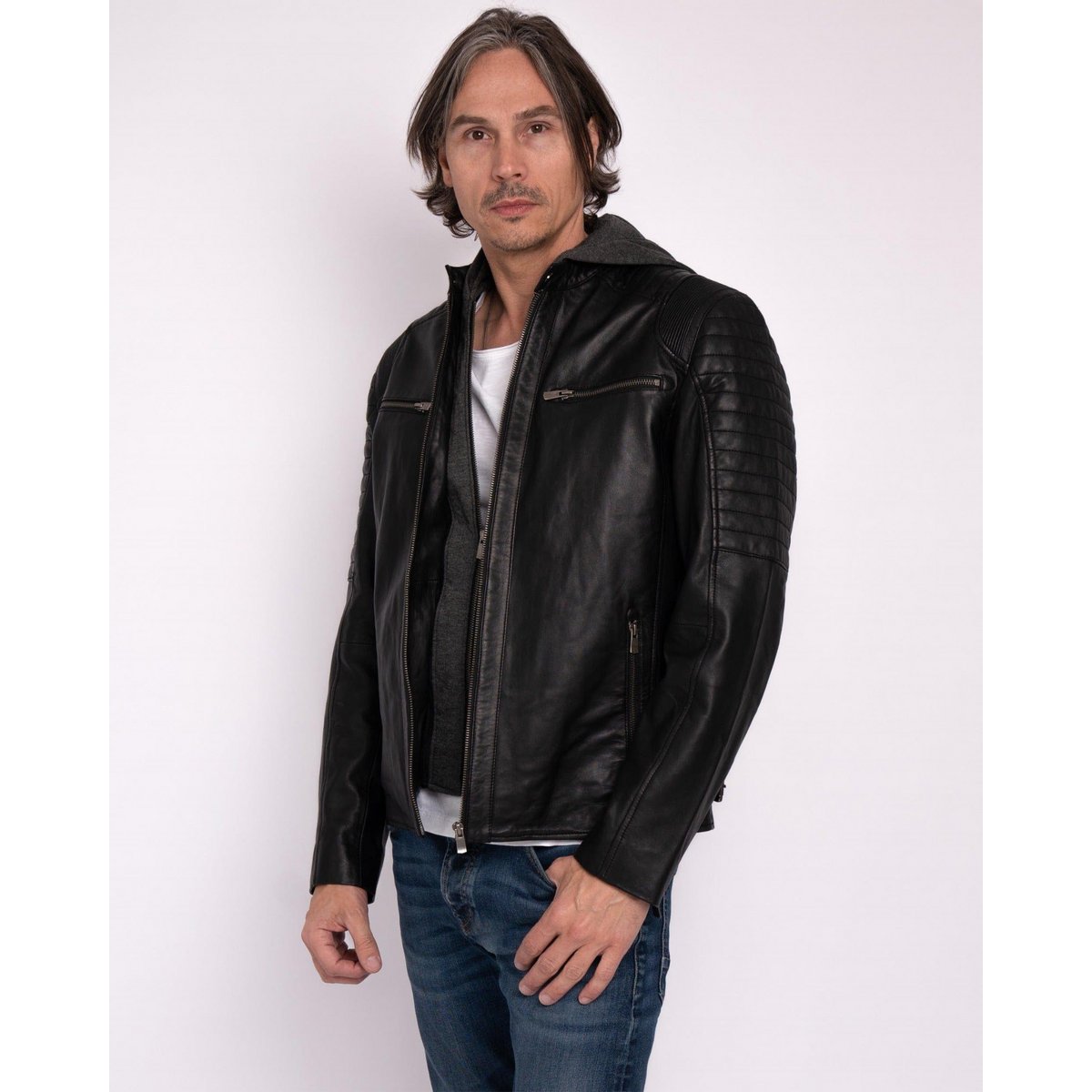 Jasper │ Veste à sweat à capuche en cuir masculin