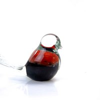 Schwarz-roter Glasvogel – ø 14 cm – handgefertigt