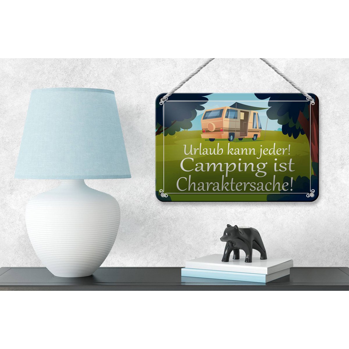 Tin sign saying 18x12cm Everyone can go camping is decoration