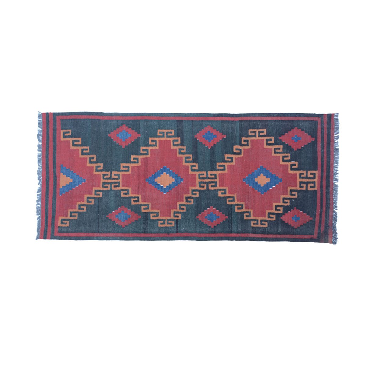 Nowoczesny, czerwono-szary dywan Kilim