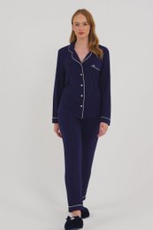 Bamboo Long Pyjama Set in Midnight