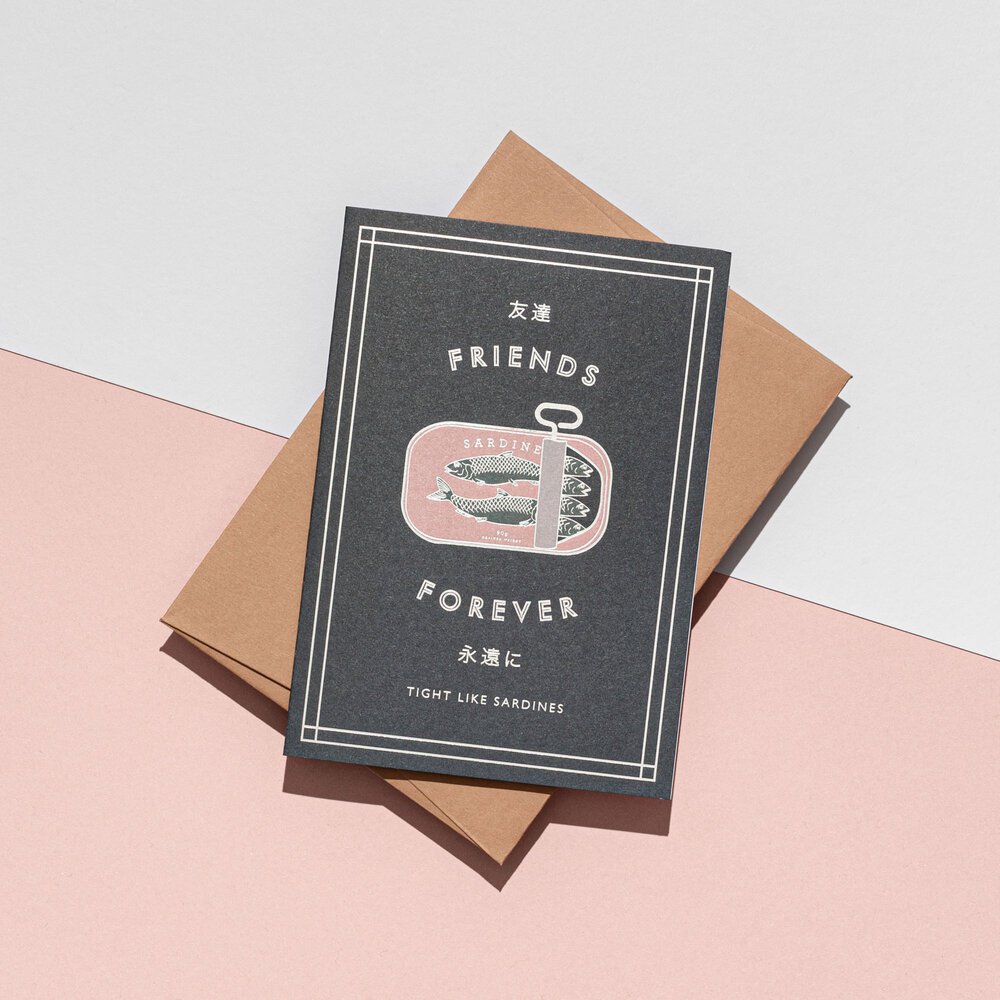 'Friends Forever' Sardines Card - oogst envelop