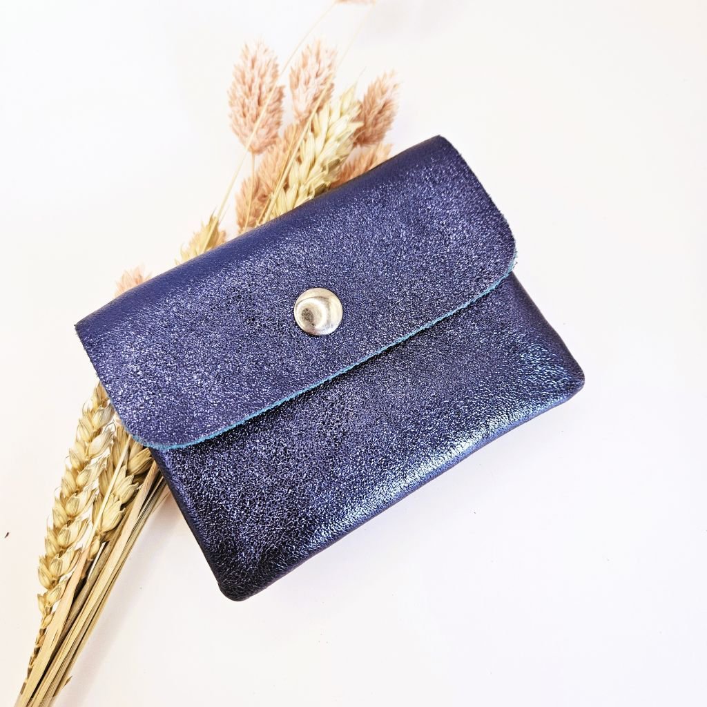 Mini cartera metalizada azul oscuro