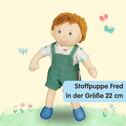 Fabric Doll '' Fred '' con atuendo para poner y despegar, 22 cm