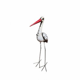 METAL NATURAL- WHITE LARGE STORK BIRD