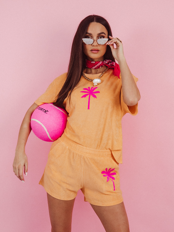 Juego de Terry Palmtree Neon Pink Velvet | Nota: Tiempo de entrega 5-7 días hábiles
