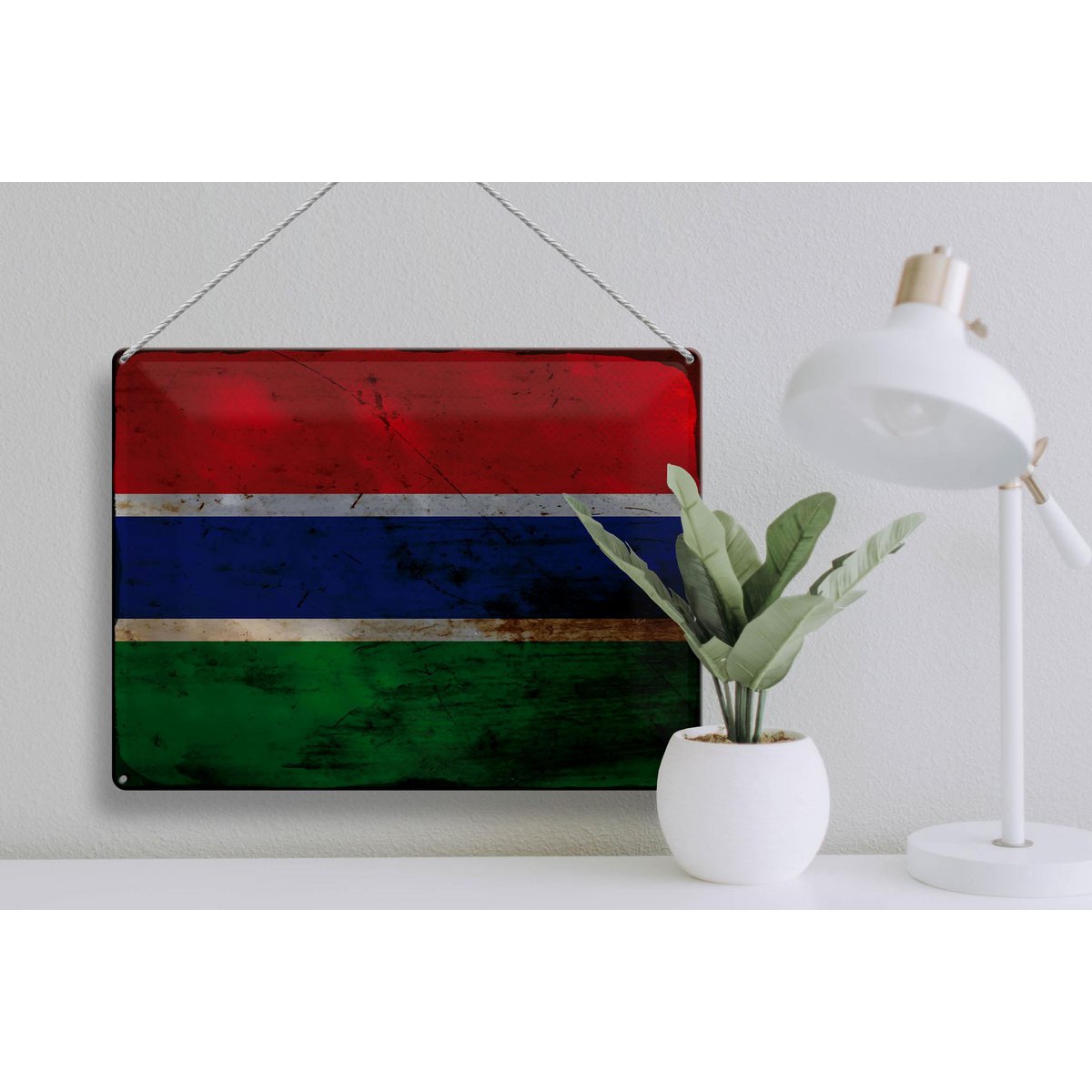 Blechschild Flagge Gambia 40x30cm Flag of the Gambia Rost