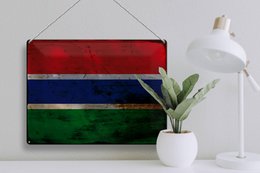 Blechschild Flagge Gambia 40x30cm Flag of the Gambia Rost