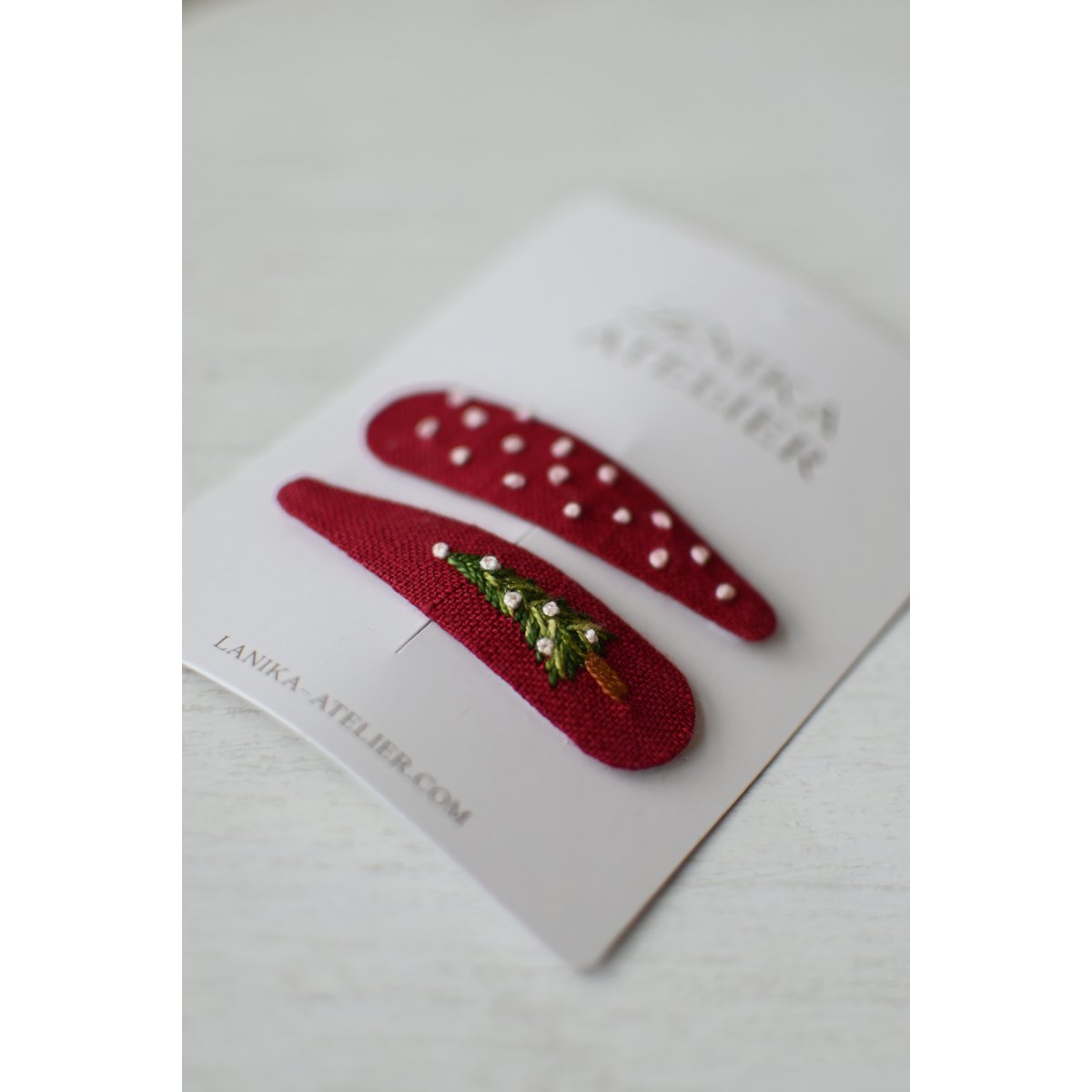 Pinzas para el pelo árbol de navidad + lunares