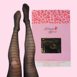 1-Pair #StatementTights ATTITUDE MAKES THE DIFFERENCE "Message on Tights" schwarze Strumpfhose 40 DEN