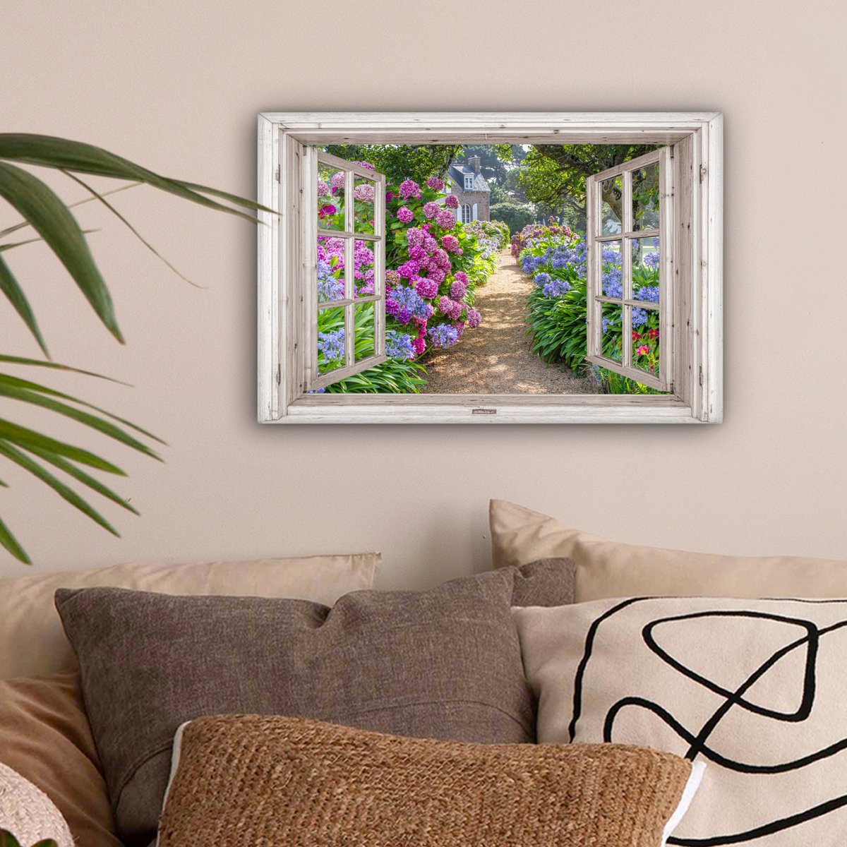 Leinwand Malerei - Wanddekoration - Hortensia - Blick - Blumen - Sommer - Lila - Pad