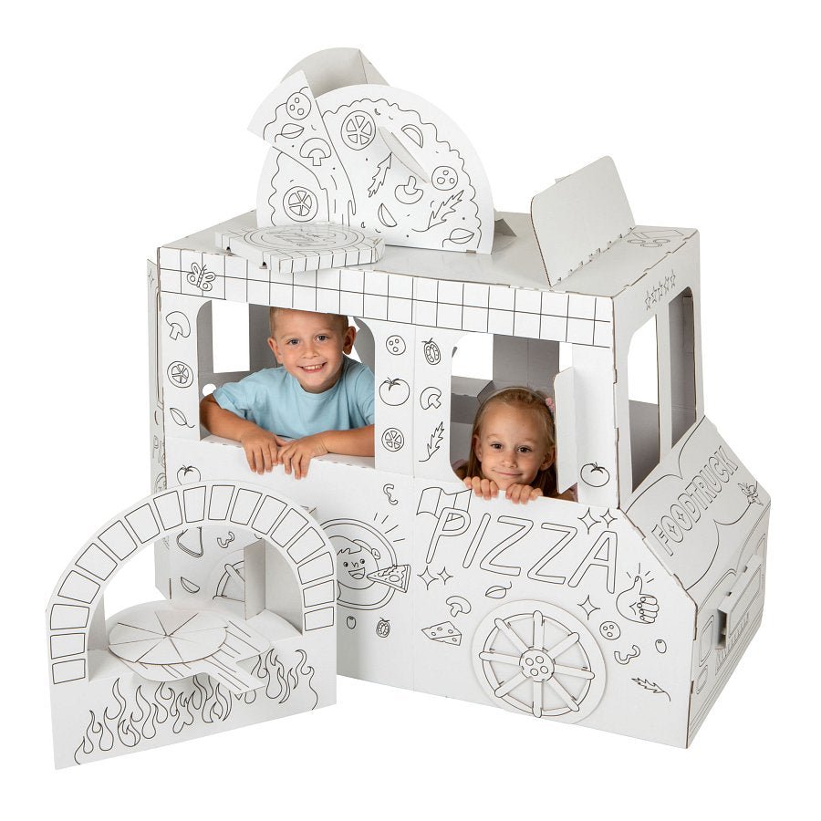 Speelhuis Food Truck Kartonnen speelhuis voor kinderen – DIY Bouwen & Kleuren 3+