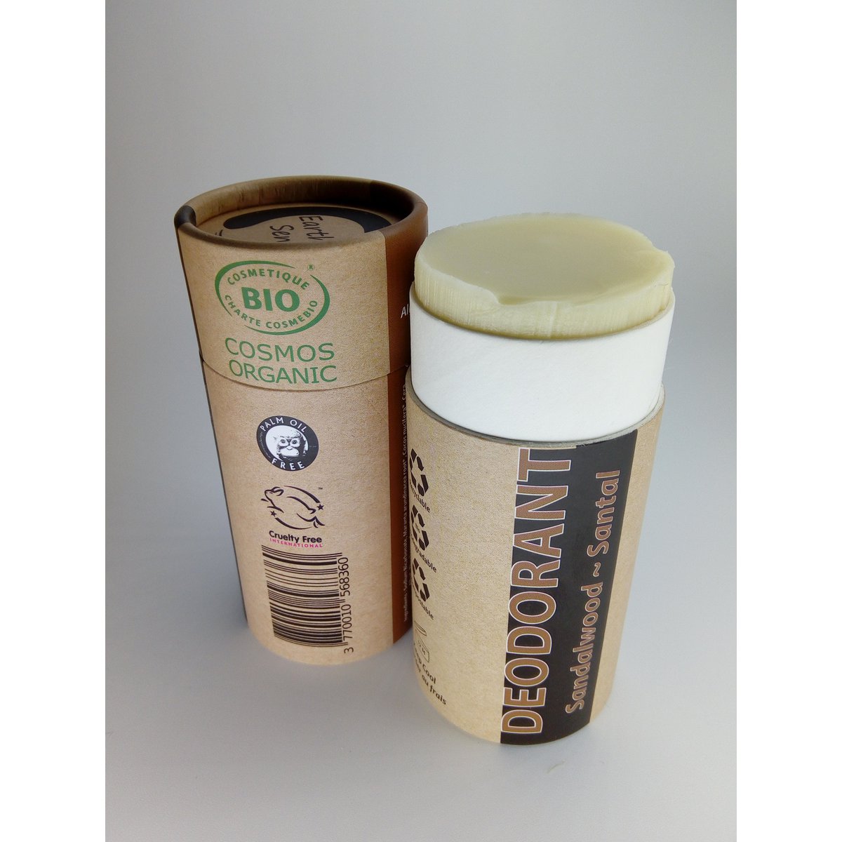 Organisk certificeret naturlig deodorant - Sandalwood 100 ml - I Piece - 100% genanvendt papiremballage